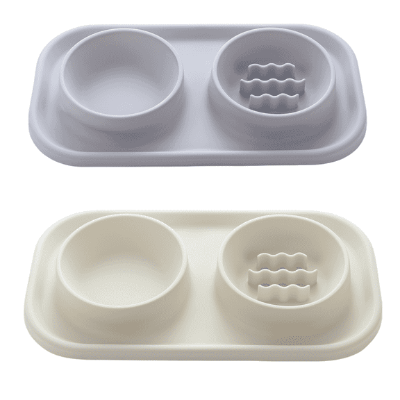2-Pack 3 In 1 Slow Feeder Dog Bowls & Stainless Steel Food Water Bowl With Non-Spill Mat, Non-Slip Silicone Pet Feeding Station For Small Medium Dogs.