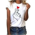 thumbnail image 2 of Lolmot Womens Shirts Summer Fashion Casual Printing O-Neck Loose Short Sleeve T-Shirt Pullover Tops, 2 of 5