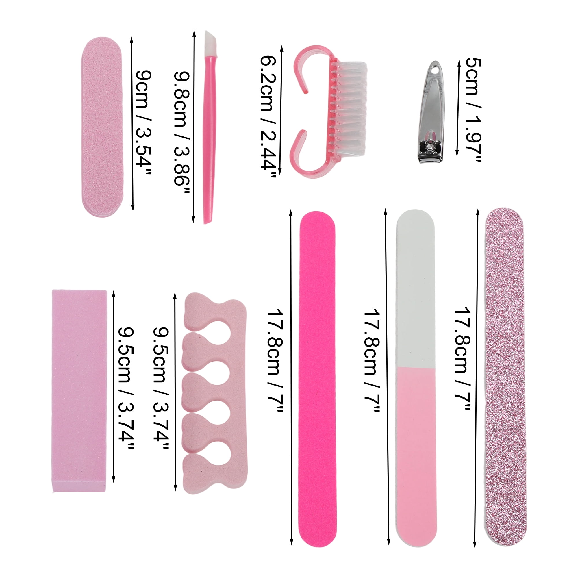 Unique Bargains Portable Manicure Tools Kit for Nail Care Pink White Silver Tone