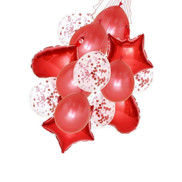 14 Pcs/set Party Balloon Holiday wedding Birthday foil holiday balloon Party Decorative Aluminum Foil Balloons, Red