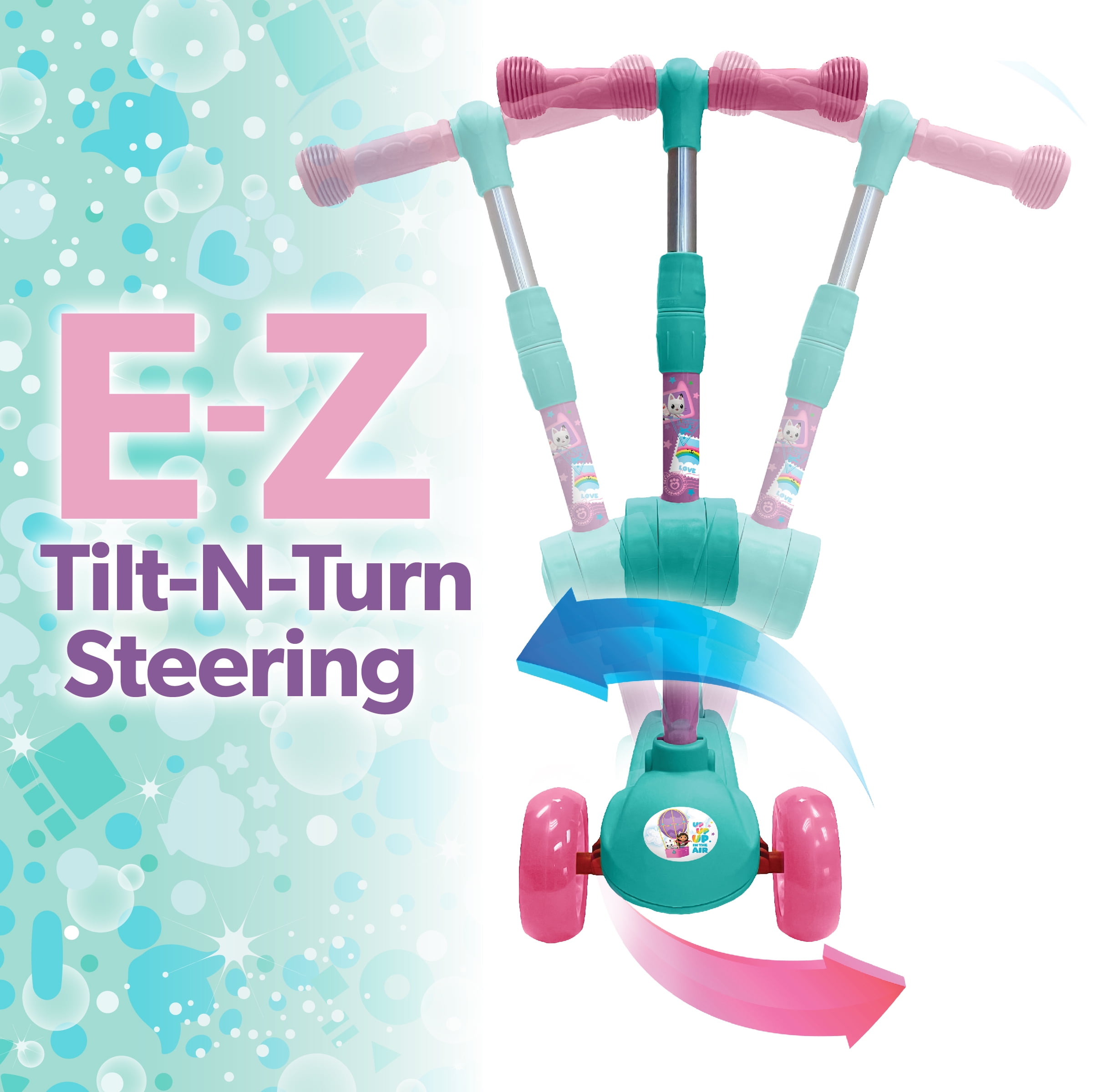 Buy Gabby’s Dollhouse 2-in-1 3 Wheel Light-Up Scooter with Folding Seat ...