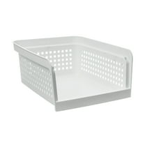 Mainstays Open-Front White Plastic Stackable Closet Storage Organizer Bin with Breathable Holes, 18" x 14" x 7.2"