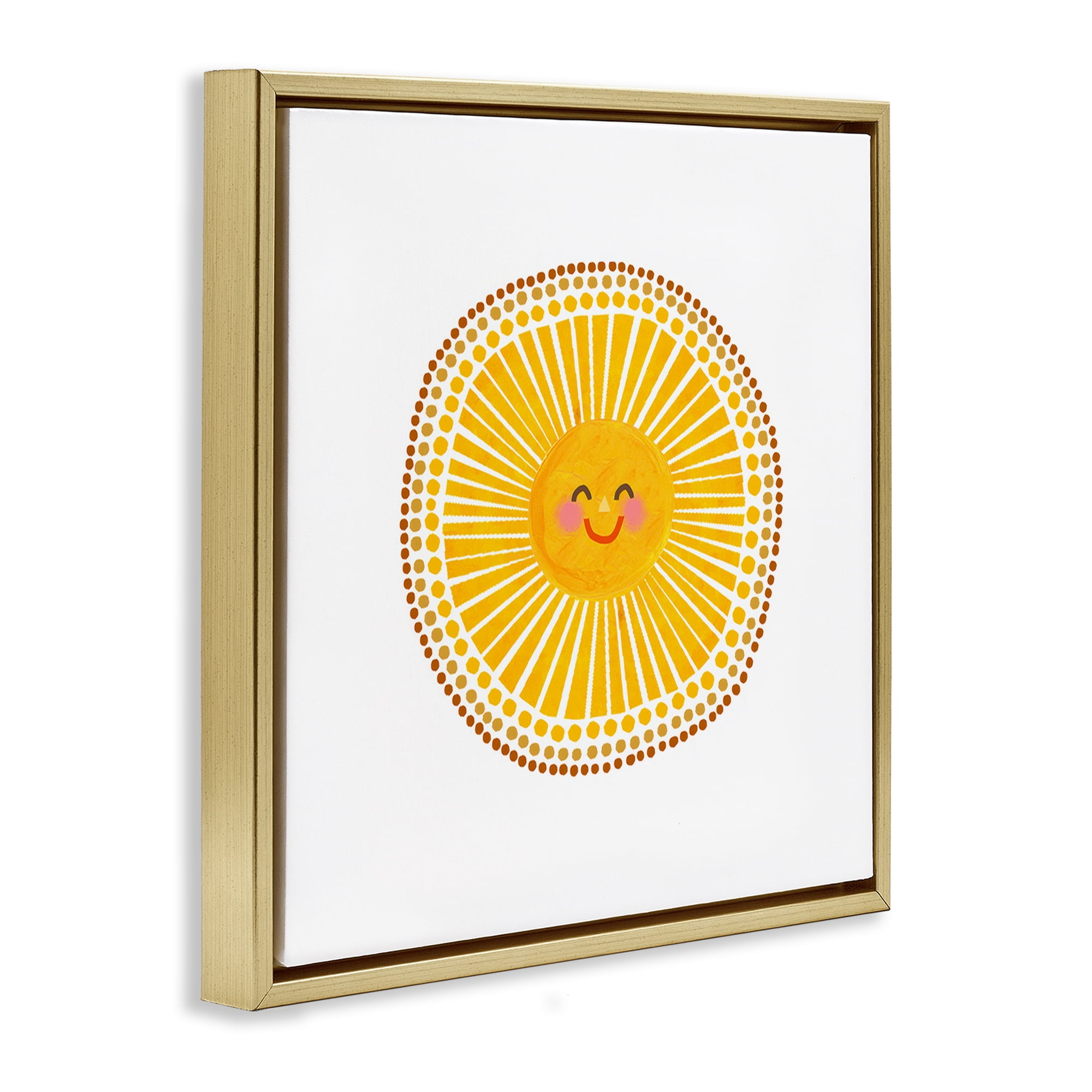 Stupell Industries Yellow Sun's Smile Gold Framed Floater Canvas Wall Art, design by Katherine Herrell Studio