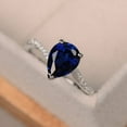 thumbnail image 2 of Lab Sapphire engagement ring, pear shaped, solid sterling silver,blue gemsotne, September Birthstone, 2 of 4