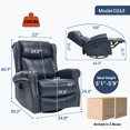 thumbnail image 2 of 360° Swivel Recliner Chair Rocker with Massage and Heating for Elderly, Genuine Leather Lounge Single Sofa with Adjustable Footrest and Backrest, Blue, 2 of 6
