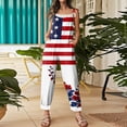thumbnail image 6 of JULMCOMO American Flag Jumpsuits for Women 1776 Plus Size Cotton Linen Sleeveless Patriotic Overalls Spaghetti Straps Independence Day Wide Leg 4th of July Outfits with Pockets White 3XL, 6 of 6