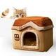 thumbnail image 3 of Cama plegable para perros, casa, tienda de campaña para gatos, cama para dormir, suministros para cachorros y s, felpa acogedora 40x32x35cm Marrón Yuyangstore Nido Cama Casa, 3 of 4