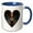 Blue/White, variant on 3drose, Image of Metallic Copper Heart, 11oz Magic Transforming Mug