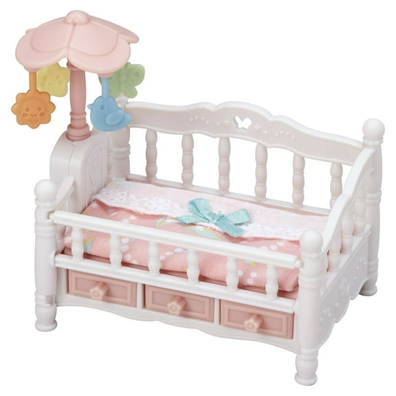 Calico Critters Crib with Mobile, Dollhouse Furniture Set with "Working" Features