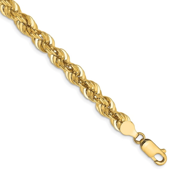 Real 14kt Yellow Gold 6mm Regular Rope Chain Chain ; 9 inch; Lobster Clasp; for Adults and Teens; for Women and Men
