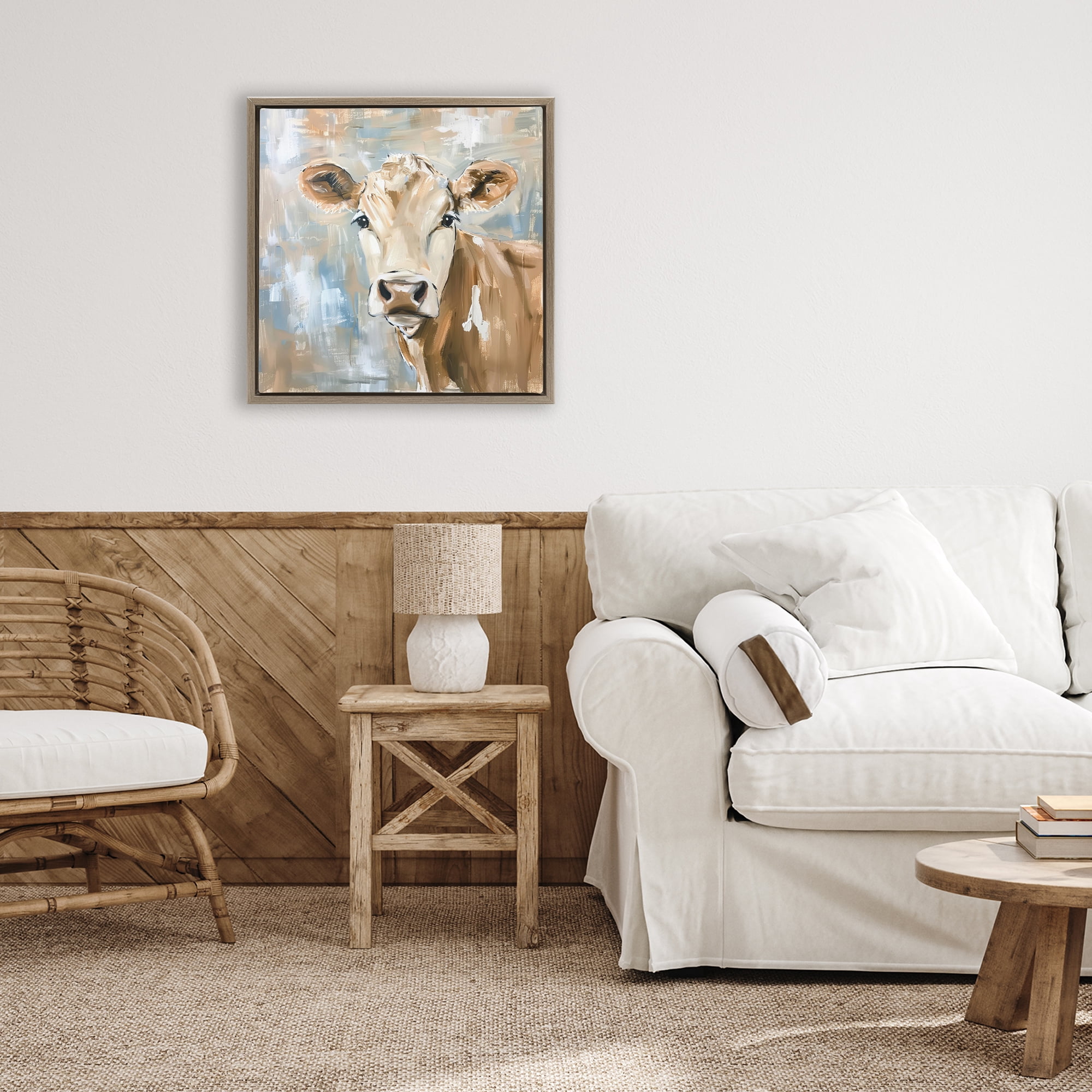 Stupell Industries The Brown Cow Abstract Brown Framed Floater Canvas Wall Art, design by Tina LeCour