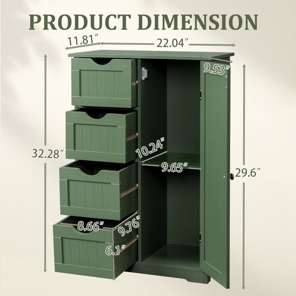 Alvantor Slim Freestanding Navy Blue Bathroom Storage Cabinet