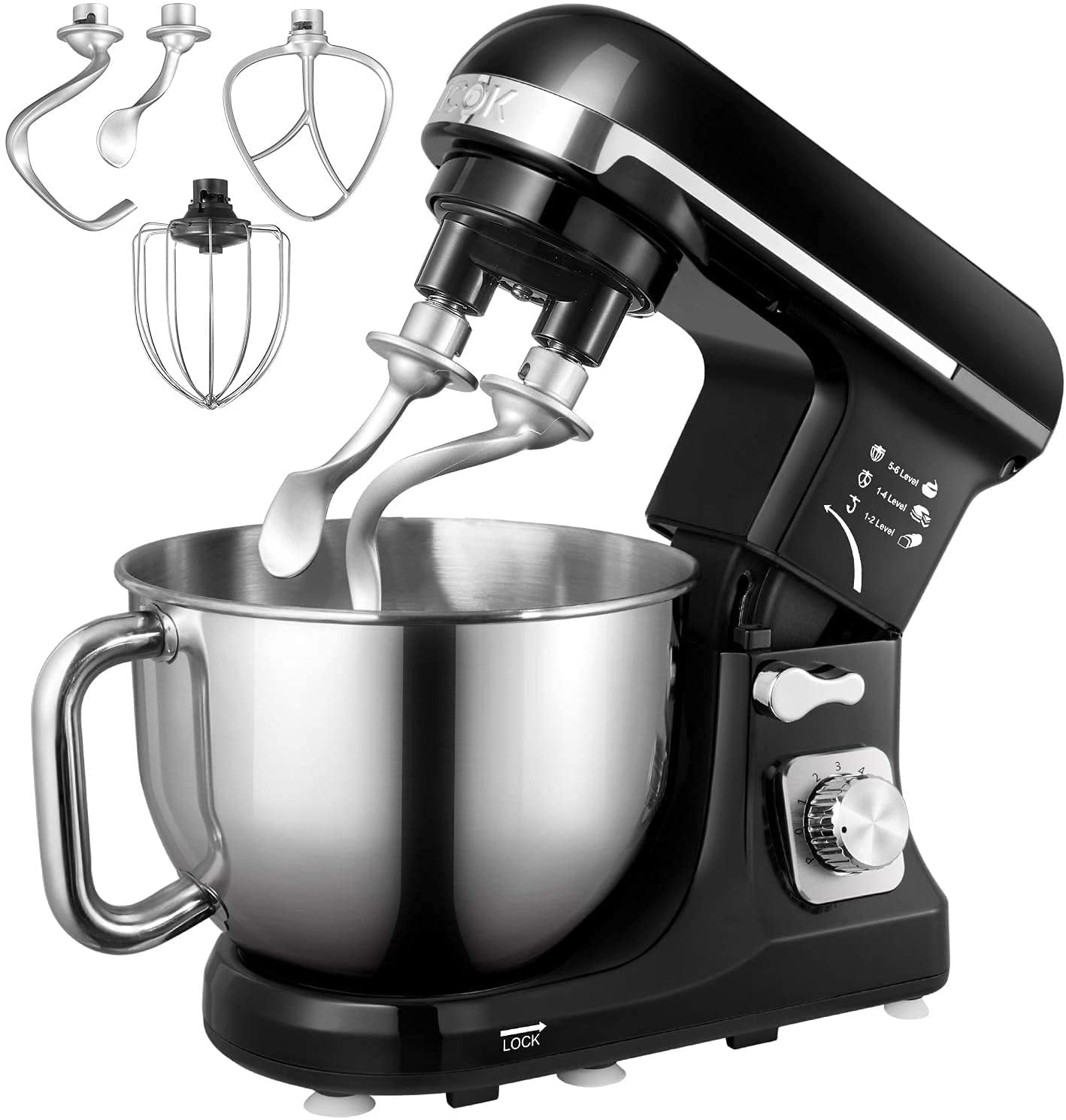 Dough Mixer with Ferment Function Mixing 550W Dough Machine with 5L Stainless Steel Bowl for Baking Black KICHOT Intelligent Timing & LCD Display Stand Mixer Cookie Cake
