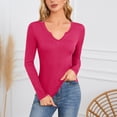 thumbnail image 2 of Timegard Going out Tops for Women Long Sleeve V Neck T Shirts Causal Solid Color Slim Fitted Basic Blouses, 2 of 9