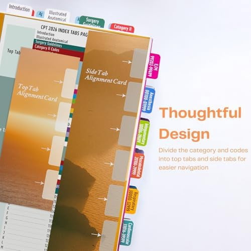 Index Tabs for CPT 2026 Professional Edition, Laminated and Color Coded Code Book Tabs with Easy Installation and Aesthetic Design.