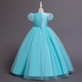 thumbnail image 4 of SDNall Girls Wedding Party Evening Formal Dance Dress Children Dress Puff Sleeve Princess Dress Long Sequin Dress Canonicals Girls Dresses Age:11-12 Years, 4 of 9