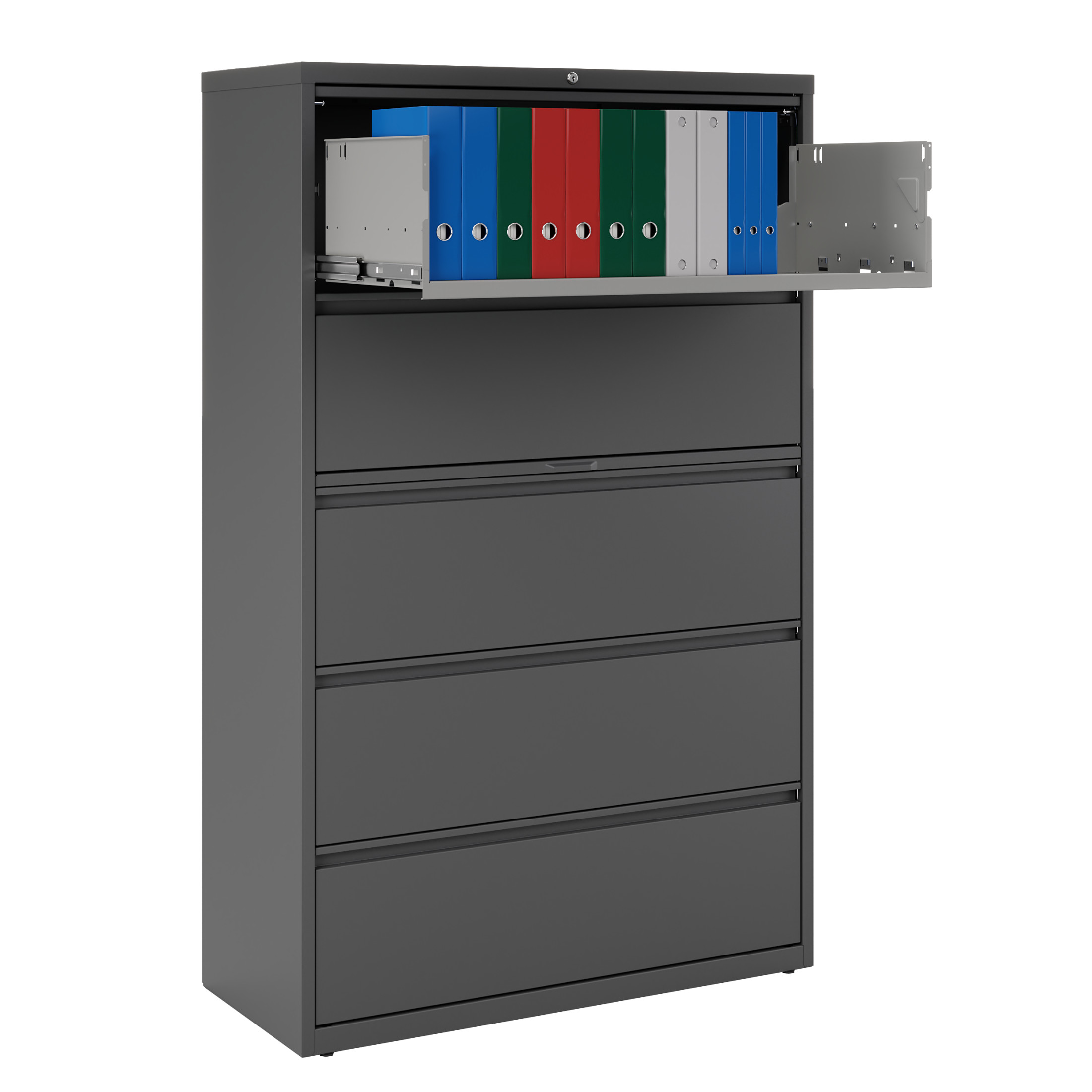 Hirsh 42 inch Wide 5 Drawer Metal Lateral File Cabinet for Home and Office, Holds Letter, Legal and A4 Hanging Folders, Charcoal