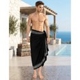 thumbnail image 4 of HAPPY BAY Men's Bath Trunk Casual Sarong Long Pareo Beach Wrap One Size Ebony, Plain Summer Vacation Aloha, 4 of 6