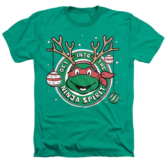 Teenage Mutant Ninja Turtles Ninja Christmas Spirit Unisex Adult Heather T Shirt, Kelly Green Heather, X-Large