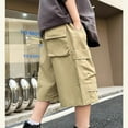 thumbnail image 5 of Boys Stretch Waist Cargo Shorts with Drawstring for Summer Casual Streetwear and Outdoor Activities Tween Kids Summer Soft Comfy Trousers Y2K Streetwear Cute Basic Pants, 5 of 5