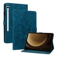thumbnail image 2 of FJLBDE Case for Samsung Galaxy Tab S10 Plus/ S9 FE+ 12.4 Inch, Embossed Flower PU Leather Flip Wallet Folio Stand Cover, Blue, 2 of 7