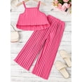 thumbnail image 3 of xiaxaixu Kids Girls Clothes Suits Solid Color Ruffles Sleeveless Sling Tank Tops and Elastic Waist Pleated Wide-Leg Pants 2Pcs Set, 3 of 7
