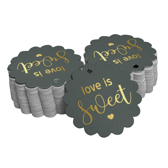 Inkdotpot 100 Pack Real Gold Foil Paper Tags Love Is Sweet Wedding Favor Hang Tags