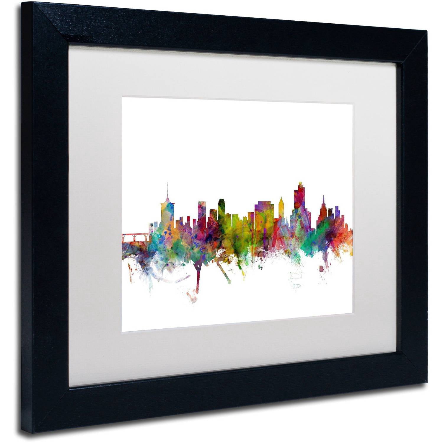 Trademark Fine Art 'Tulsa Oklahoma Skyline' Canvas Art by Michael Tompsett, White Matte, Black Frame