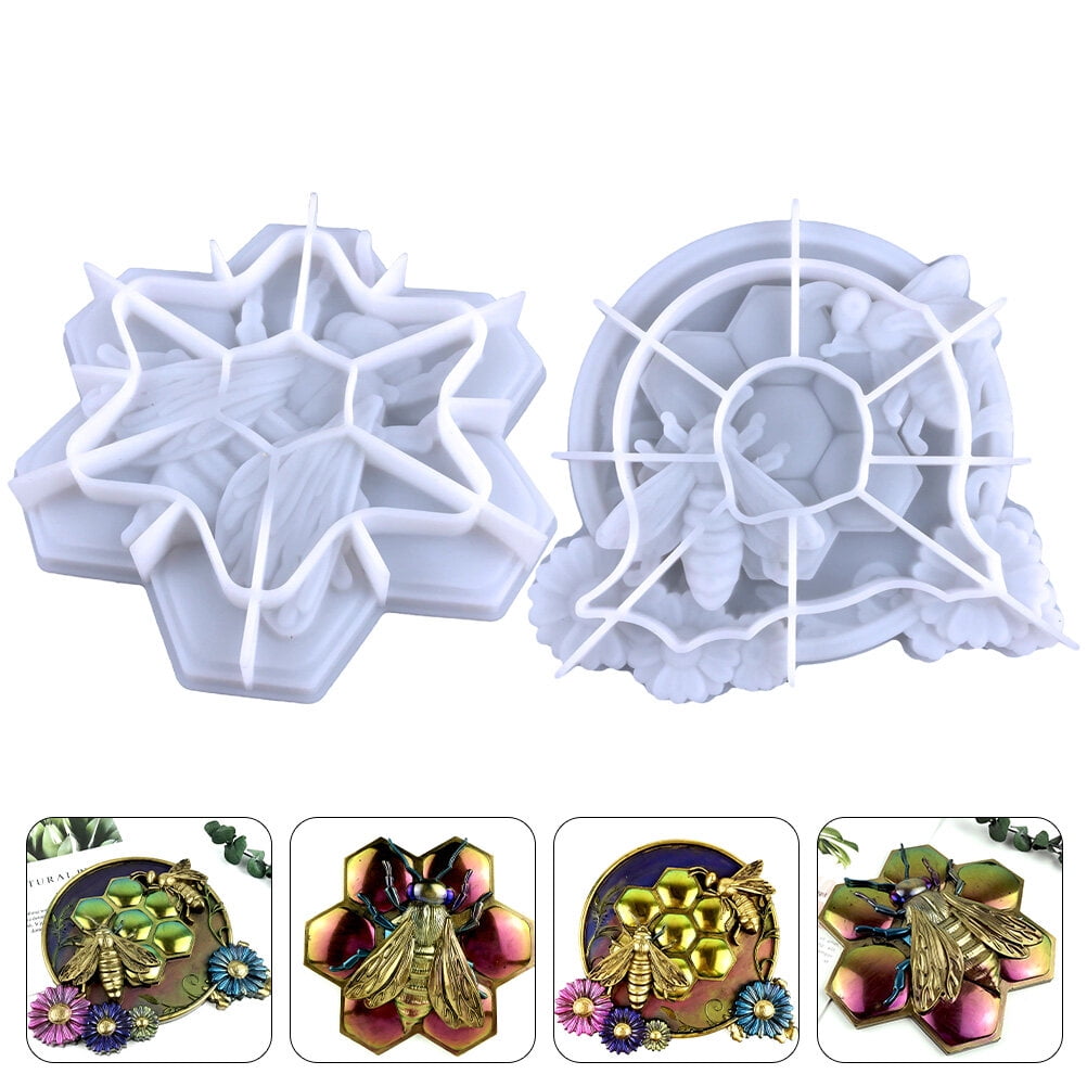 2pcs 3D Bee Shaped Mold DIY Home Wall Ornament Mold Silicone Bee Crafts Molds