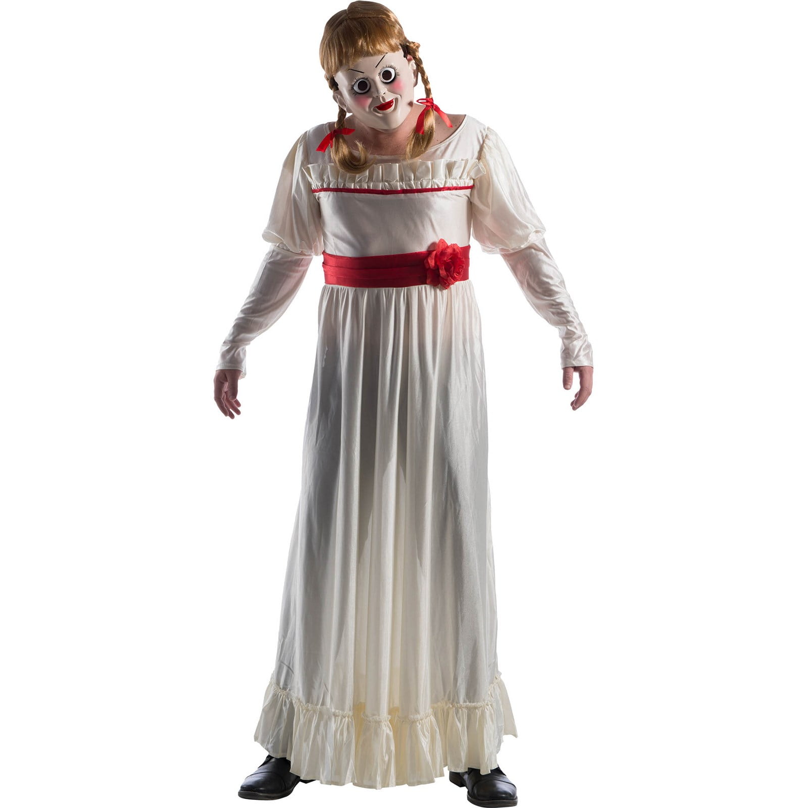 Ladies Annabelle Costume Possessed Killer Evil Doll Halloween Fancy Dress Outfit 