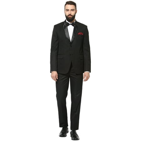

Hangup Men s Formal Black Blended Regular Solid Suit Tuxedo