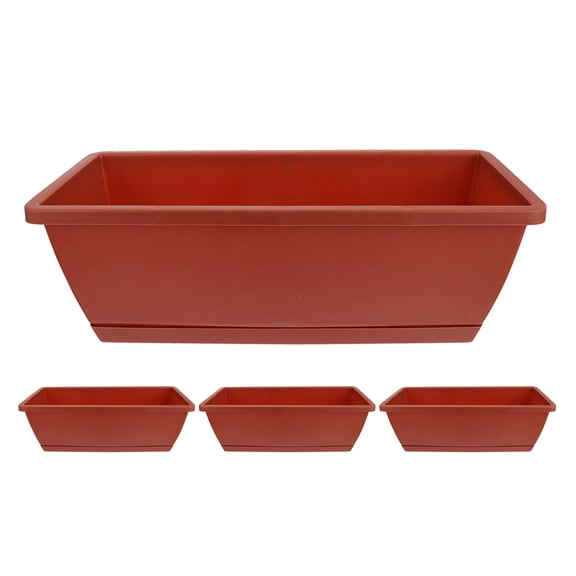 WHAMVOX  4 Sets Rectangular Planting Trough Planters Large Garden Flower Pots Red