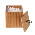 thumbnail image 6 of Bath Bliss Small Square Oslo Bamboo Storage Jar with Loop Pull Lid, Makeup Organizer, 6 of 9