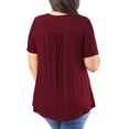 thumbnail image 4 of OmicGot Womens Plus Size Tops Short Sleeve Shirts Lace Pleated Tunic Blouses Wine Red 2X, 4 of 5