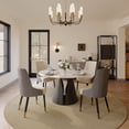 thumbnail image 3 of POVISON 51"Modern Round White Dining Table for 4, Glossy Sintered Stone Tabletop, Solid Black Carbon Steel Base, 3 of 9
