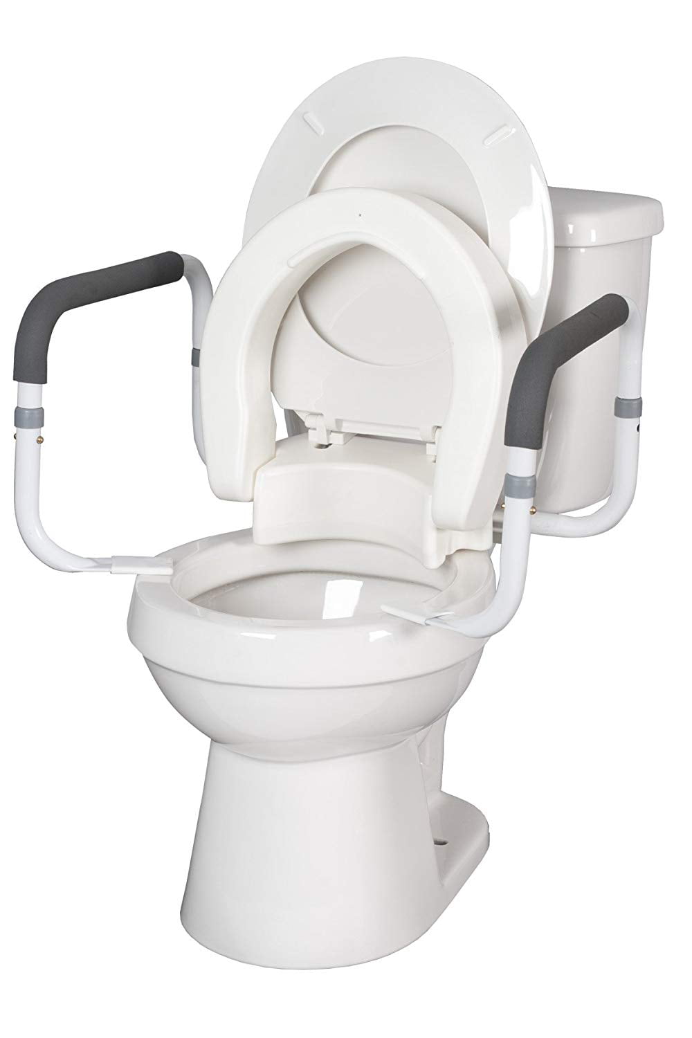 Elongated 19.5 x 14 x 3.5 Essential Medical  Elevated Toilet Seat with Arms 