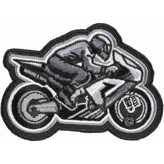 Speeding Gray Rider Motorcycle, Biker Patches Manufactured by PatchStop