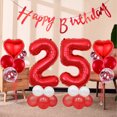 thumbnail image 4 of Red Number 25th Birthday Decoration Set Happy Birthday Banner Balloons 25 Years Old Birthday Party Supplies Helium Balloons Number 25 Balloons Latex Balloon Foil Balloon, Red 25th Party Balloons, 4 of 5