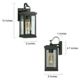 thumbnail image 4 of LNC Modern Square Black Outdoor Wall Sconce 1-Light Textured Black Lantern Sconce with Seeded Glass, 4 of 8