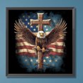 thumbnail image 3 of Pintura de diamante 5D DIY taladro redondo completo Kit de cruz de águila americana 30x30cm, 3 of 9