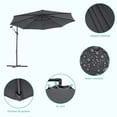 thumbnail image 3 of Sonerlic 10ft Outdoor Patio Hanging Offset Umbrella with Steel Frame for Yard,Poolside and Deck,Anthracite, 3 of 6