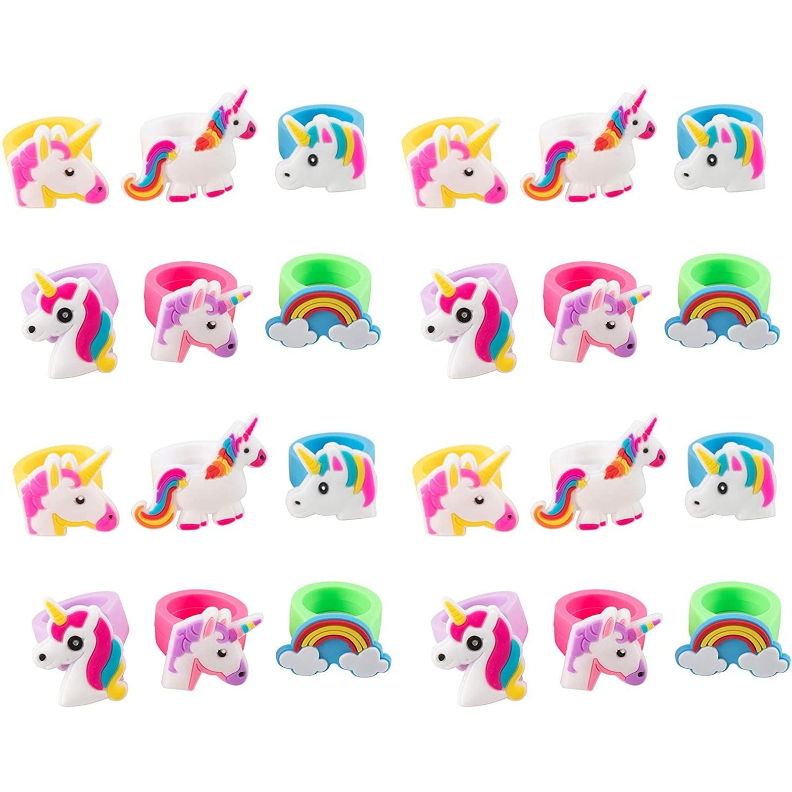 2 UNICORN RINGS GIRLS SILICON RUBBER TOYS FAVORS LOOT BIRTHDAY PARTY BAG FILLERS 