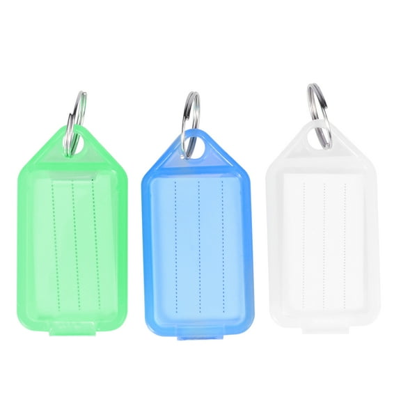 unbranded 20pcs Metal Ring Colorful Plastic Key Fobs Luggage ID Name Label Tag Keyring Keychain Classification Key Chains (Random Color)