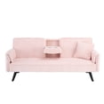 thumbnail image 2 of Corduroy Sofa, Adjustable Sofa, Sleeper Sofa&nbsp;with 3-Position Backrest and Built-In Cup Holders, 3-Seater Modern Couch for Living Room and Bedroom, Pink, 72.04 Inch, 2 of 7