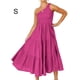thumbnail image 5 of Minnieouse Vestido largo de mujer estético sin mangas plisado un hombro vestido de noche Club playa vacaciones mujer ropa de verano Vestidos Rosa roja S Minnieouse AP011089-29, 5 of 6
