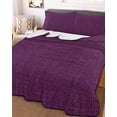 thumbnail image 2 of Quilts Full Size, Dark Purple Soft Comforter Bedding Set for Bed, Farmhouse Burlap Solid Brown Color Modern Linen Texture Lightweight Quilted Bedspread with Pillow Cover(2 Pieces), 78x90 Inch, 2 of 6