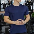 thumbnail image 6 of Mens Short Sleeve Muscle T-Shirt Bodybuilding Athletic Training Tee, Muscle Fit Crew Neck Fitness Top, Quick Dry 4-Way Stretch Performance Base Layer Solid Color, 6 of 7