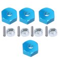 thumbnail image 1 of 4pcs Hex Combiners Aluminum Alloy Blue RC Splined Wheel Hubs with Anti Slip Nuts Pins for Remote Control Car Upgrade,, 1 of 5
