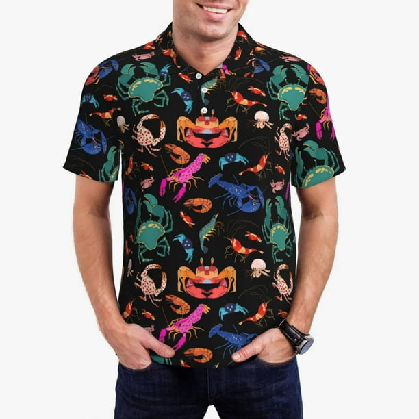 Balery Animals Under Water Camisa Polo de Hombre con Estampado, de Manga Corta y Tejido Medio, Camisa Tipo Golf Polo-3X-Large