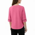 thumbnail image 6 of ClodeEU Women's V Neck Elbow Sleeve Blouse,Casual Loose Fit Solid Color Top Watermelon Red,Women's Plus M, 6 of 7